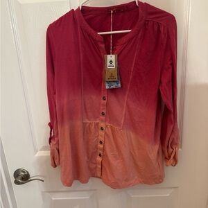Prana Pink and Orange Ombre Blouse
